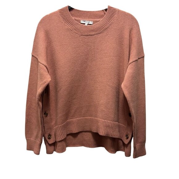 Madewell Womens Brownstone Sweater With Side Button Detail In Dusty Clay Size M - Picture 2 of 7